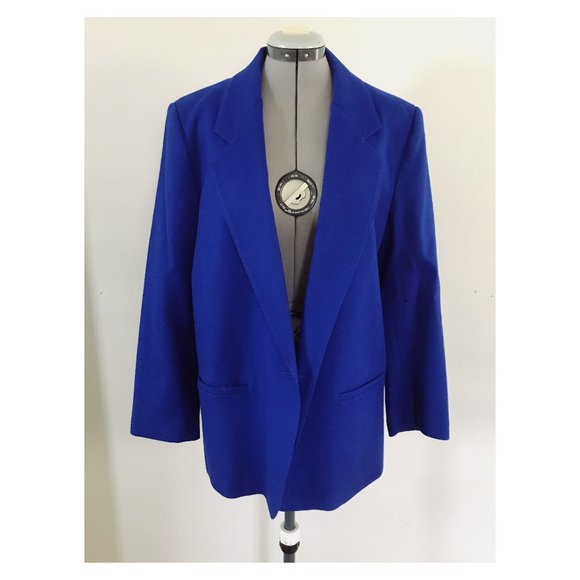 Alfred Dunner Jackets & Blazers - Vintage 90s Alfred Dunner Light Wool Bright Blue Blazer Sz L